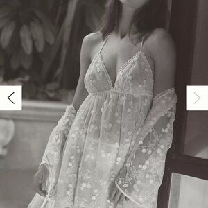 Anthropologie Flora Nikrooz Meg Floral Embroidered Robe and Chemise